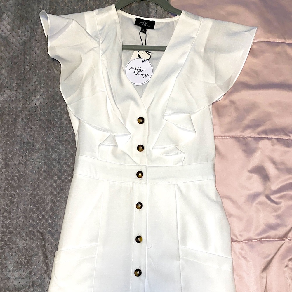 White buttoned dress
